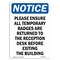 Signmission Sign, 10" H, 7" W, Plastic, Please Ensure All Temporary Badges Sign, Portrait, V-17441 OS-NS-P-710-V-17441 - alternate 1